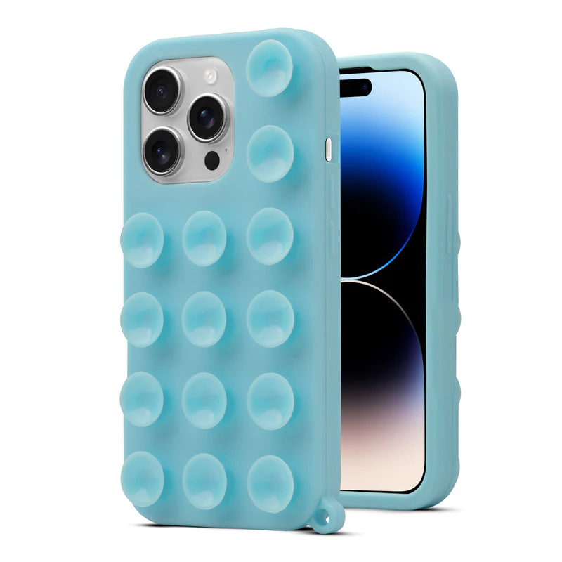 Glossy Colorful Liquid Silicone Comfort Grip Suction Case for Apple iPhone 14 Pro with Soft Touch Matte Finish & Built in Suction Pads - Image 34