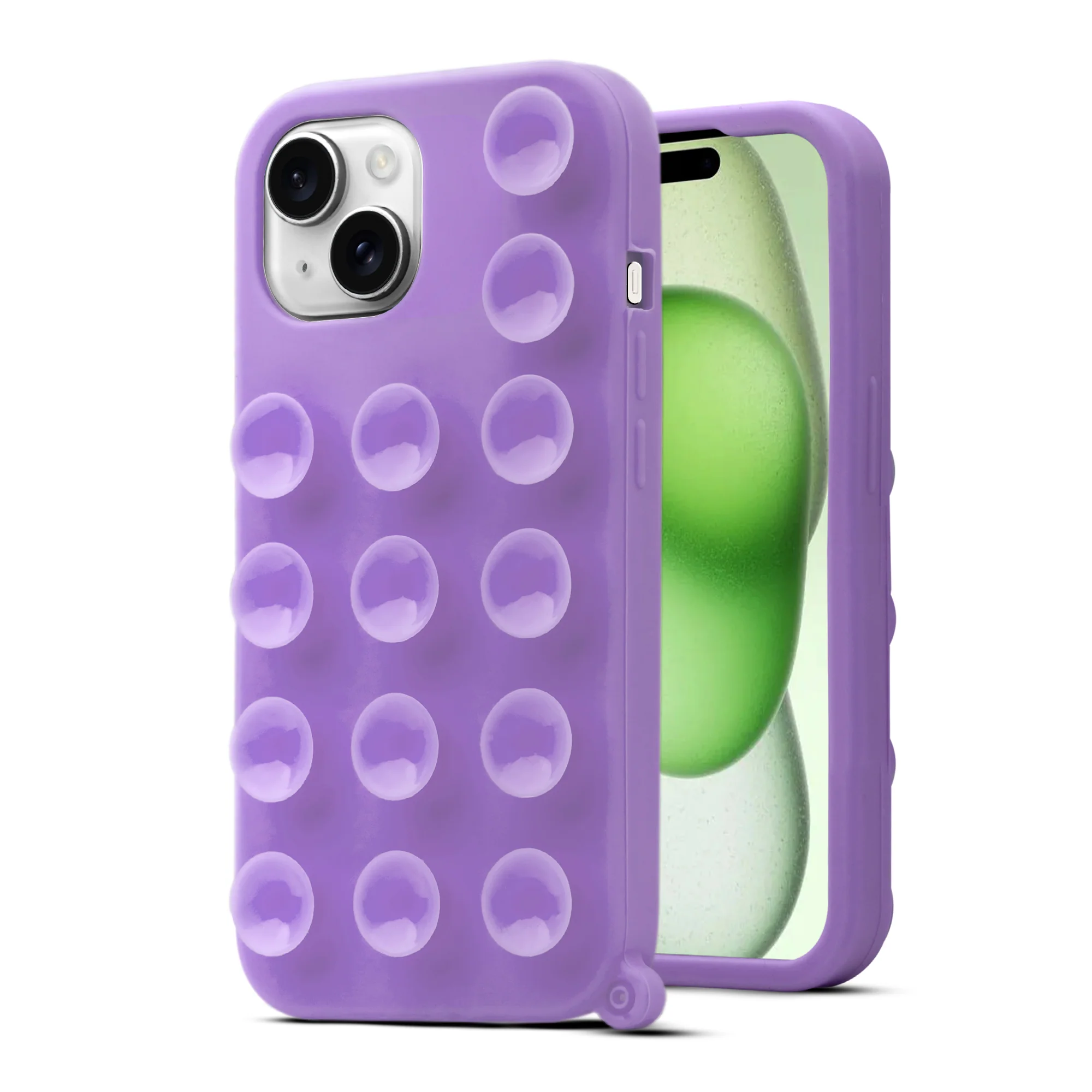 Glossy Colorful Liquid Silicone Comfort Grip Suction Case for Apple iPhone 15 Plus with Soft Touch Matte Finish & Built in Suction Pads - Image 4