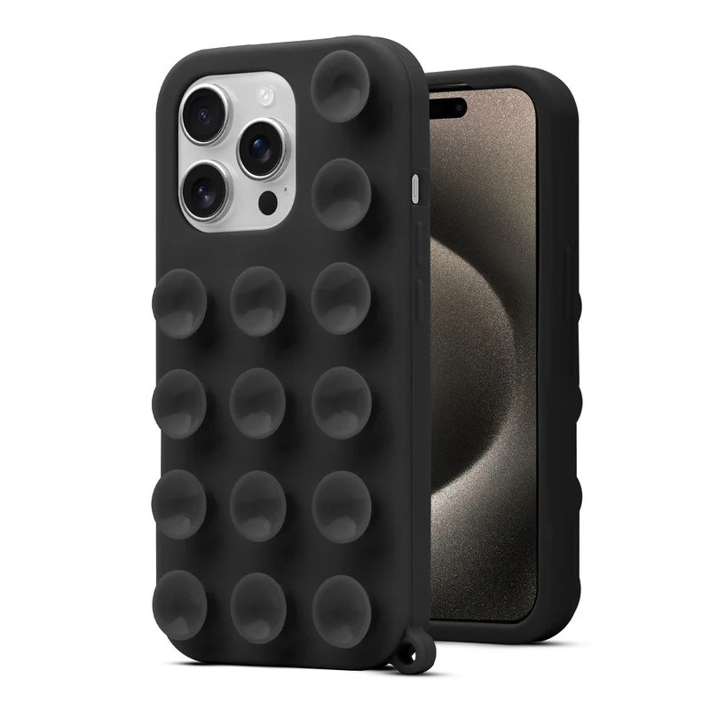 Glossy Colorful Liquid Silicone Comfort Grip Suction Case for Apple iPhone 15 Pro Max with Soft Touch Matte Finish & Built in Suction Pads - Image 10