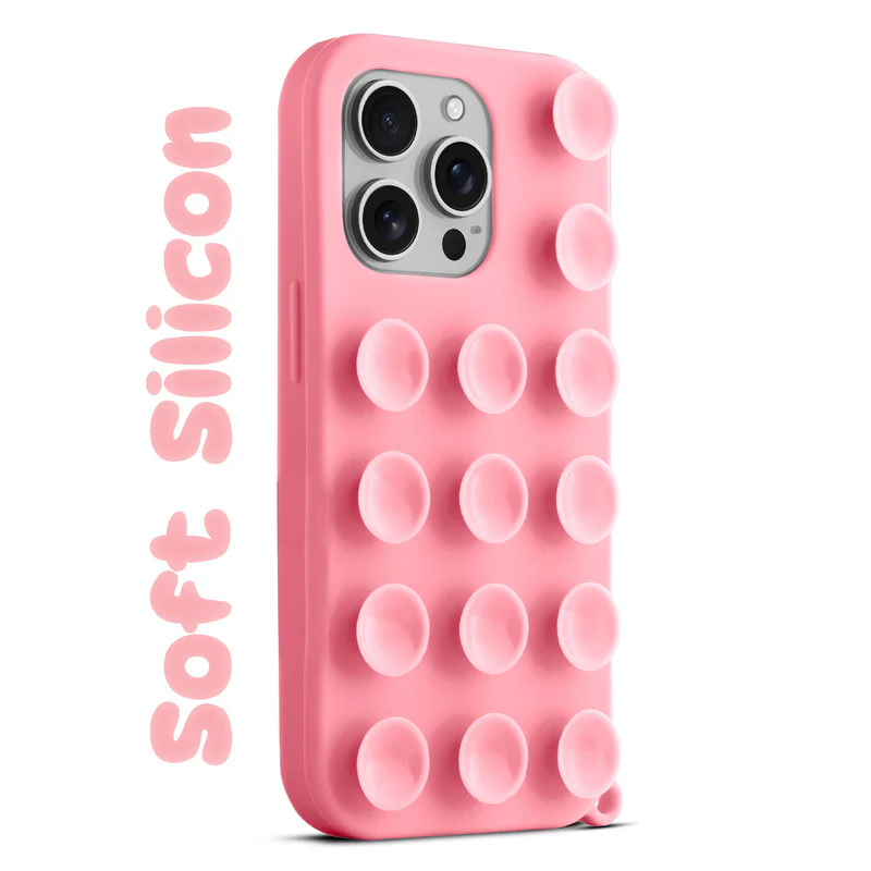 Glossy Colorful Liquid Silicone Comfort Grip Suction Case for Apple iPhone 15 Pro Max with Soft Touch Matte Finish & Built in Suction Pads - Image 29