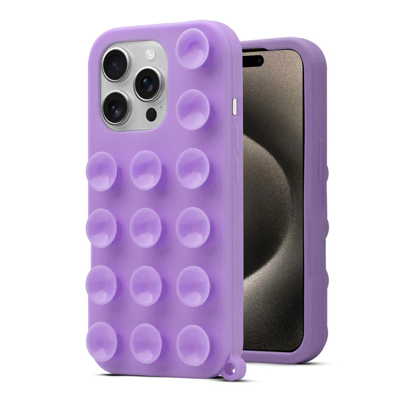 Glossy Colorful Liquid Silicone Comfort Grip Suction Case for Apple iPhone 15 Pro Max with Soft Touch Matte Finish & Built in Suction Pads - Image 4