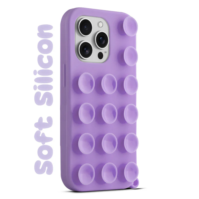 Glossy Colorful Liquid Silicone Comfort Grip Suction Case for Apple iPhone 15 Pro Max with Soft Touch Matte Finish & Built in Suction Pads - Image 5