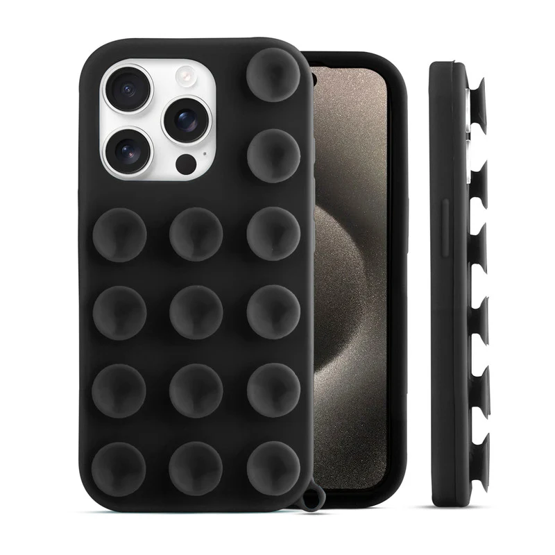 Glossy Colorful Liquid Silicone Comfort Grip Suction Case for Apple iPhone 15 Pro Max with Soft Touch Matte Finish & Built in Suction Pads - Image 7