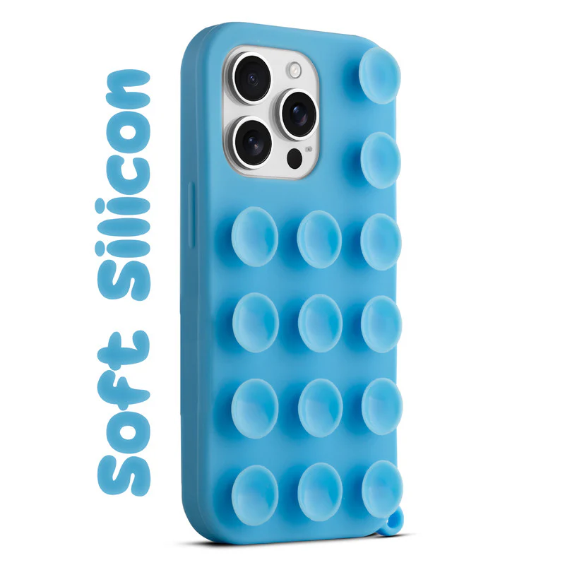 Glossy Colorful Liquid Silicone Comfort Grip Suction Case for Apple iPhone 15 Pro with Soft Touch Matte Finish & Built in Suction Pads - Image 17