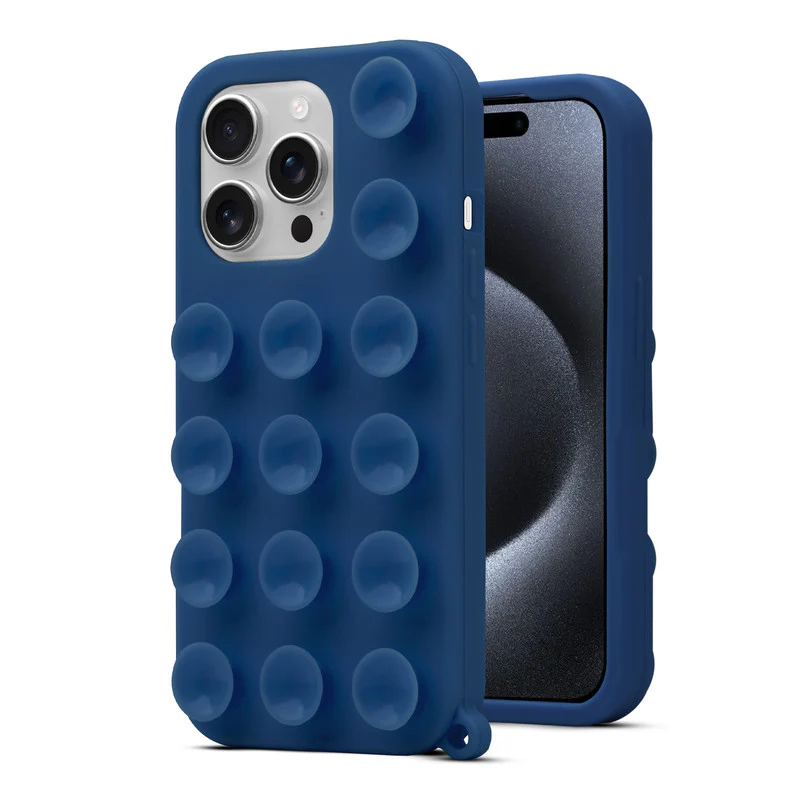 Glossy Colorful Liquid Silicone Comfort Grip Suction Case for Apple iPhone 15 Pro with Soft Touch Matte Finish & Built in Suction Pads - Image 22