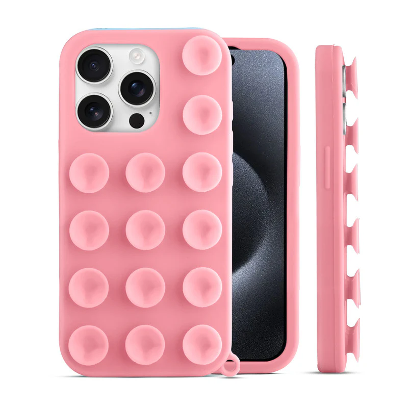 Glossy Colorful Liquid Silicone Comfort Grip Suction Case for Apple iPhone 15 Pro with Soft Touch Matte Finish & Built in Suction Pads - Image 25