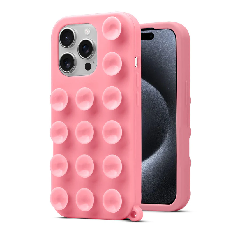 Glossy Colorful Liquid Silicone Comfort Grip Suction Case for Apple iPhone 15 Pro with Soft Touch Matte Finish & Built in Suction Pads - Image 28
