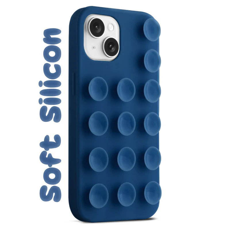 Glossy Colorful Liquid Silicone Comfort Grip Suction Case for Apple iPhone 15 with Soft Touch Matte Finish & Built in Suction Pads - Image 29