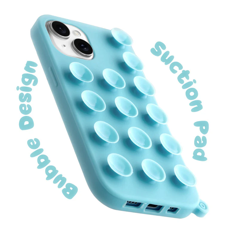Glossy Colorful Liquid Silicone Comfort Grip Suction Case for Apple iPhone 15 with Soft Touch Matte Finish & Built in Suction Pads - Image 3