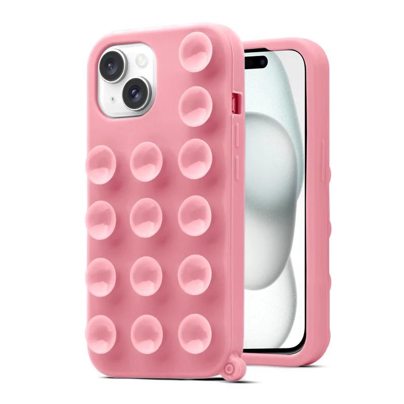 Glossy Colorful Liquid Silicone Comfort Grip Suction Case for Apple iPhone 15 with Soft Touch Matte Finish & Built in Suction Pads - Image 34