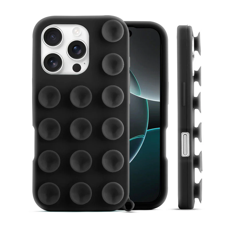 Glossy Colorful Liquid Silicone Comfort Grip Suction Case for Apple iphone 16 Pro Max with Soft Touch Matte Finish & Built in Suction Pads - Image 7