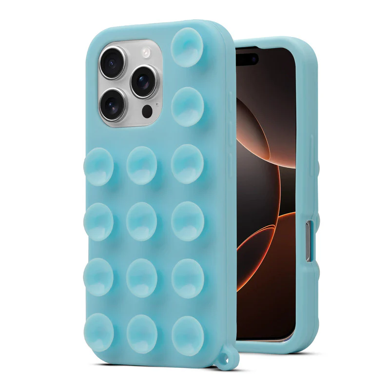 Glossy Colorful Liquid Silicone Comfort Grip Suction Case for Apple iPhone 16 Pro with Soft Touch Matte Finish & Built in Suction Pads - Image 34