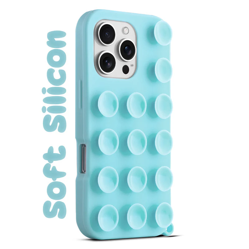 Glossy Colorful Liquid Silicone Comfort Grip Suction Case for Apple iPhone 16 Pro with Soft Touch Matte Finish & Built in Suction Pads - Image 35