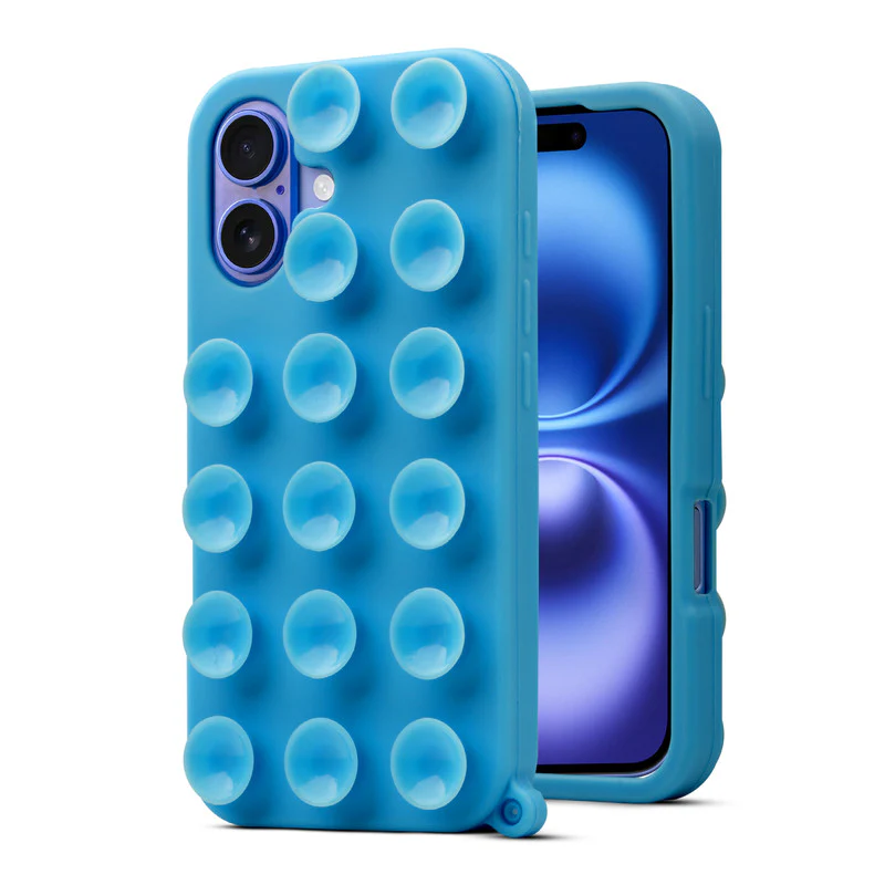 Glossy Colorful Liquid Silicone Comfort Grip Suction Case for Apple iPhone 16 with Soft Touch Matte Finish & Built in Suction Pads - Image 10