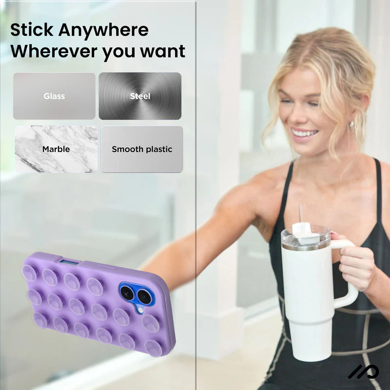 Glossy Colorful Liquid Silicone Comfort Grip Suction Case for Apple iPhone 16 with Soft Touch Matte Finish & Built in Suction Pads - Image 30