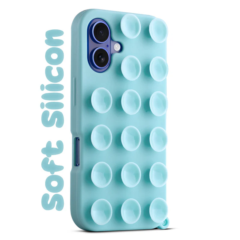 Glossy Colorful Liquid Silicone Comfort Grip Suction Case for Apple iPhone 16 with Soft Touch Matte Finish & Built in Suction Pads - Image 35