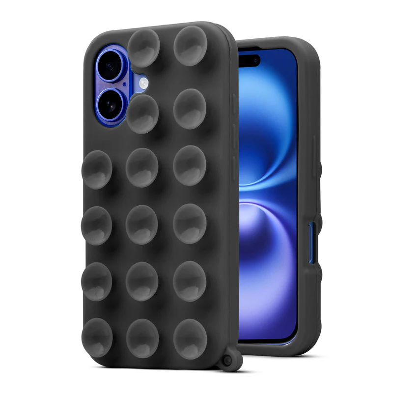 Glossy Colorful Liquid Silicone Comfort Grip Suction Case for Apple iPhone 16 with Soft Touch Matte Finish & Built in Suction Pads - Image 4
