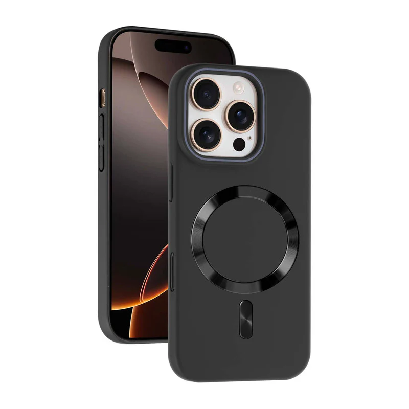 Hard Back Wireless Charging Support Case for Apple iphone 16 Pro Max, Durable Design & Shiny Wireless Charging Support Ring