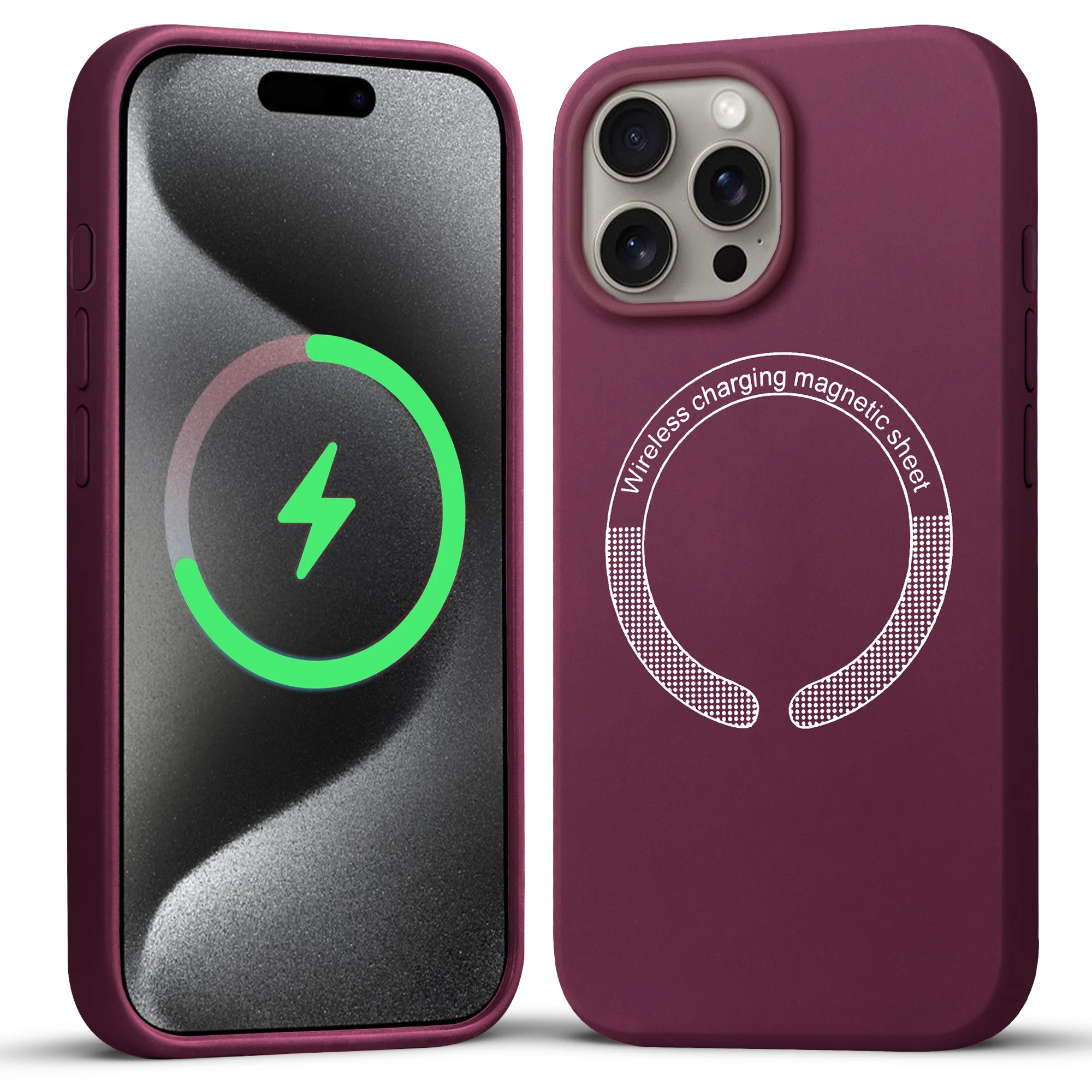 Wireless Charging Support Compatible Silicone Back Cover for- Apple iPhone 15 Pro - Image 33