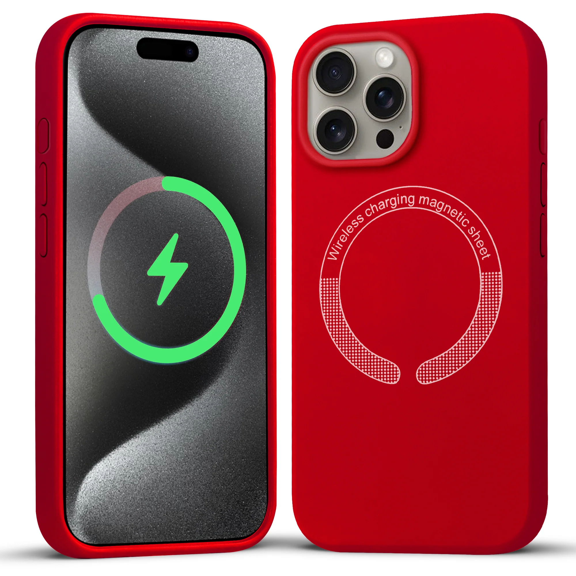 Wireless Charging Support Compatible Silicone Back Cover for- Apple iPhone 15 Pro - Image 51