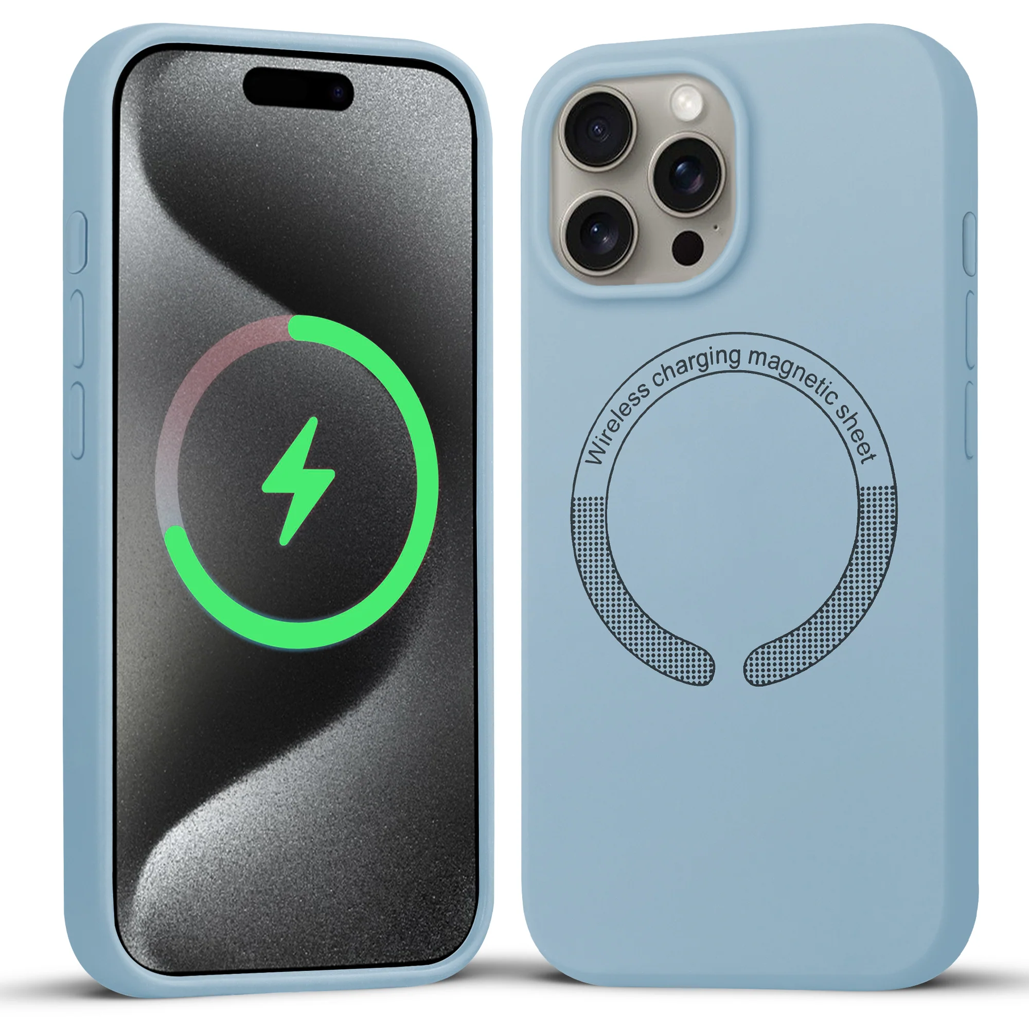 Wireless Charging Support Compatible Silicone Back Cover for- Apple iPhone 15 Pro - Image 9