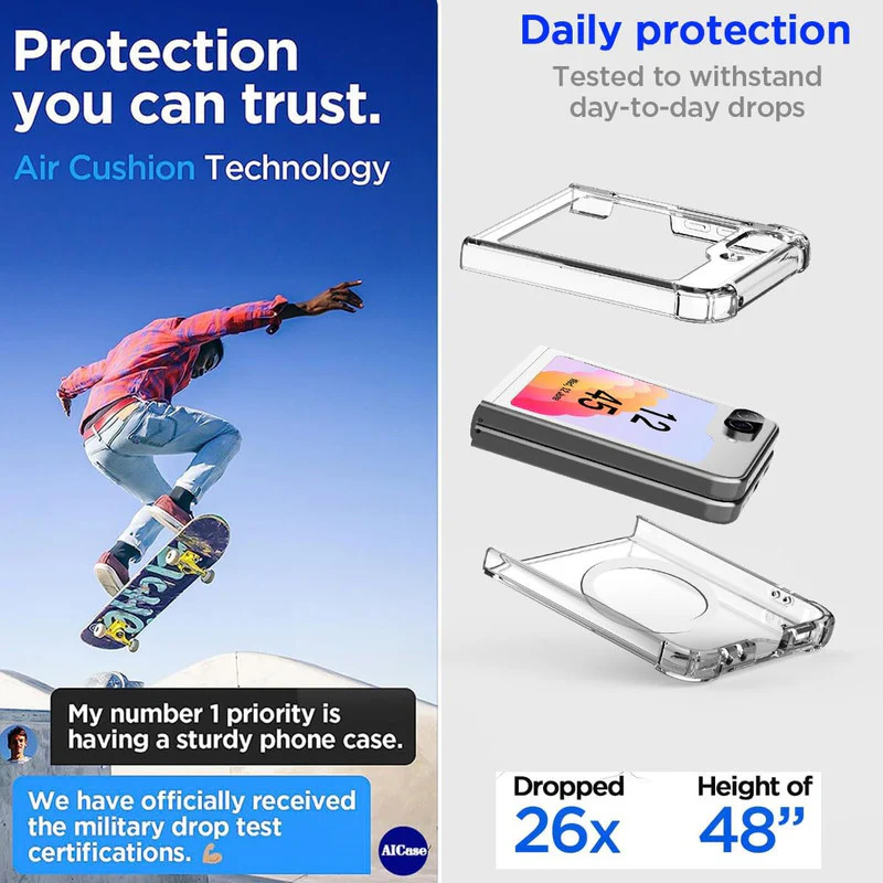 High Quality Wireless Charging Support Transparent Back Case for Samsung Flip 6 - Image 6
