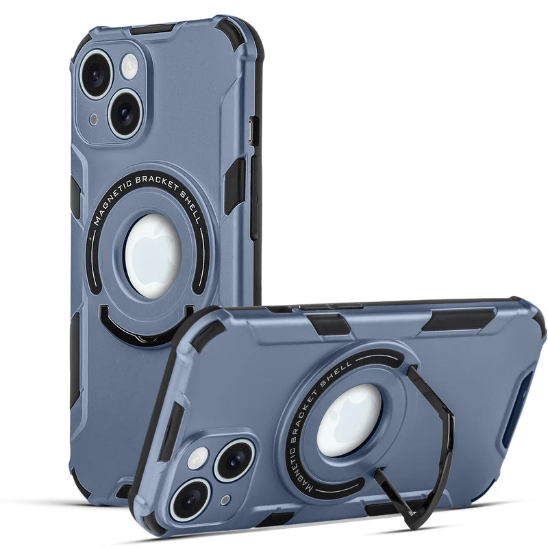 Premium Metallic Wireless Charging Support With Stand Back Cover For Apple iPhone 14 - Image 7