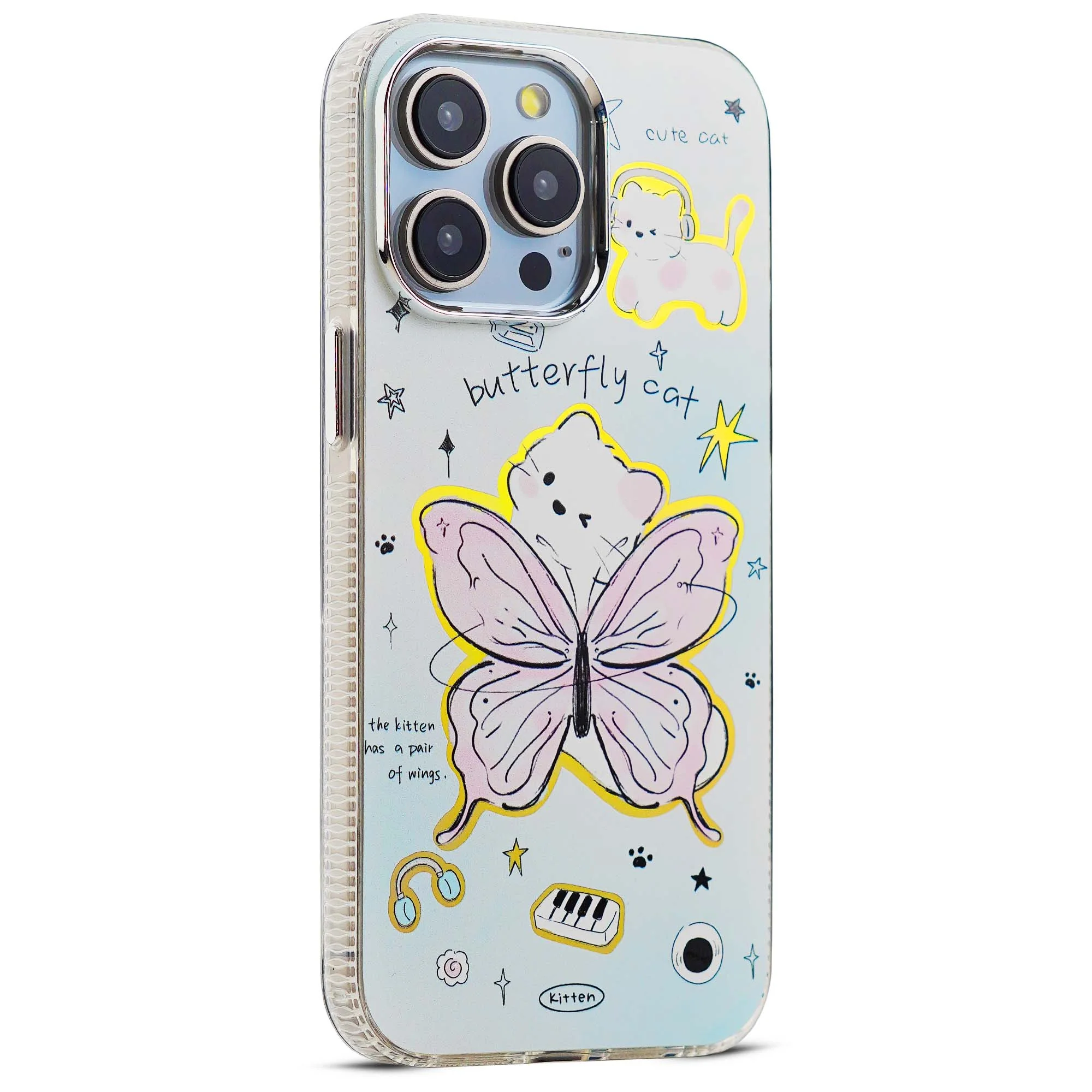 Luxury Butterfly Cat Print Back Cover for Apple iPhone 14 Pro Max - Image 3