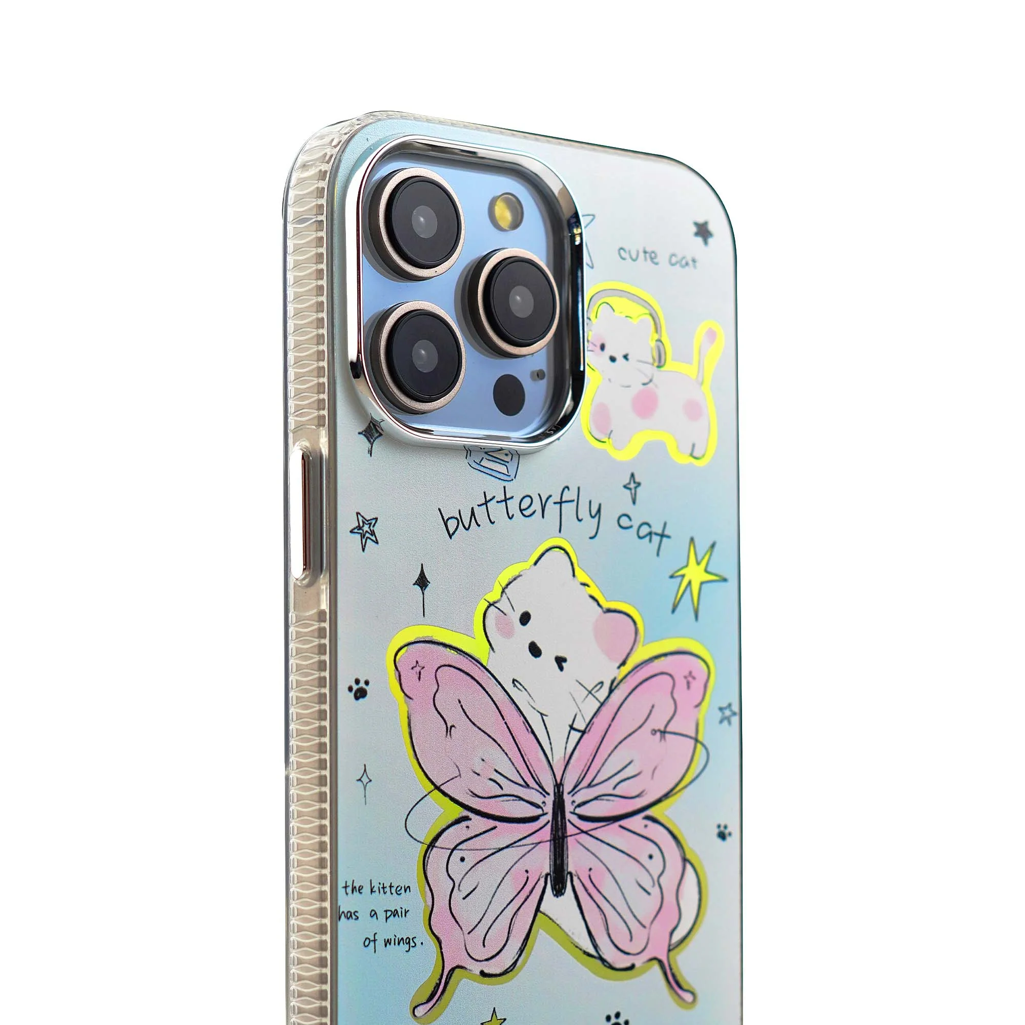 Luxury Butterfly Cat Print Back Cover for Apple iPhone 15 Pro - Image 5