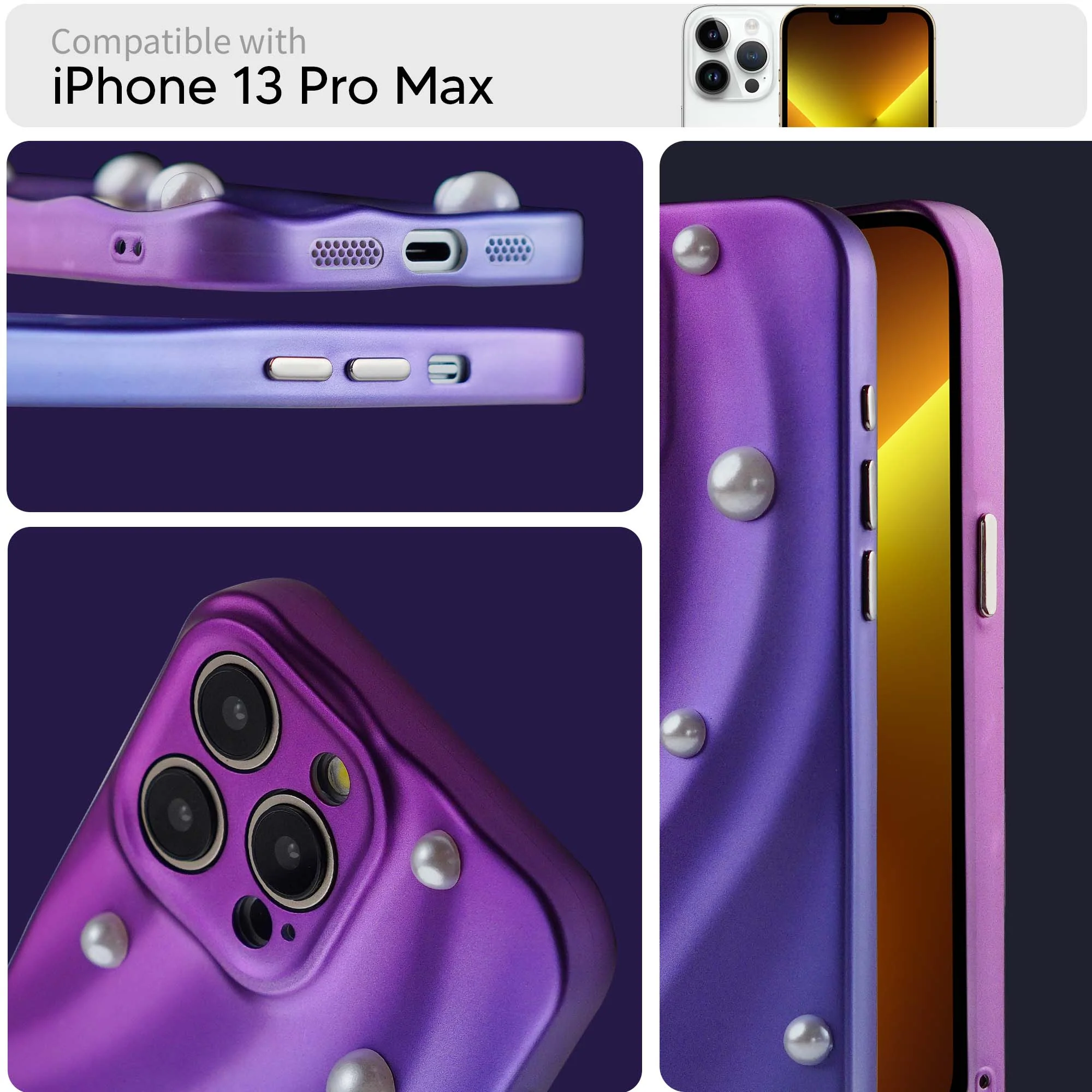 Luxury Matte Purple Pearl Back Cover for Apple iPhone 13 Pro Max - Image 5