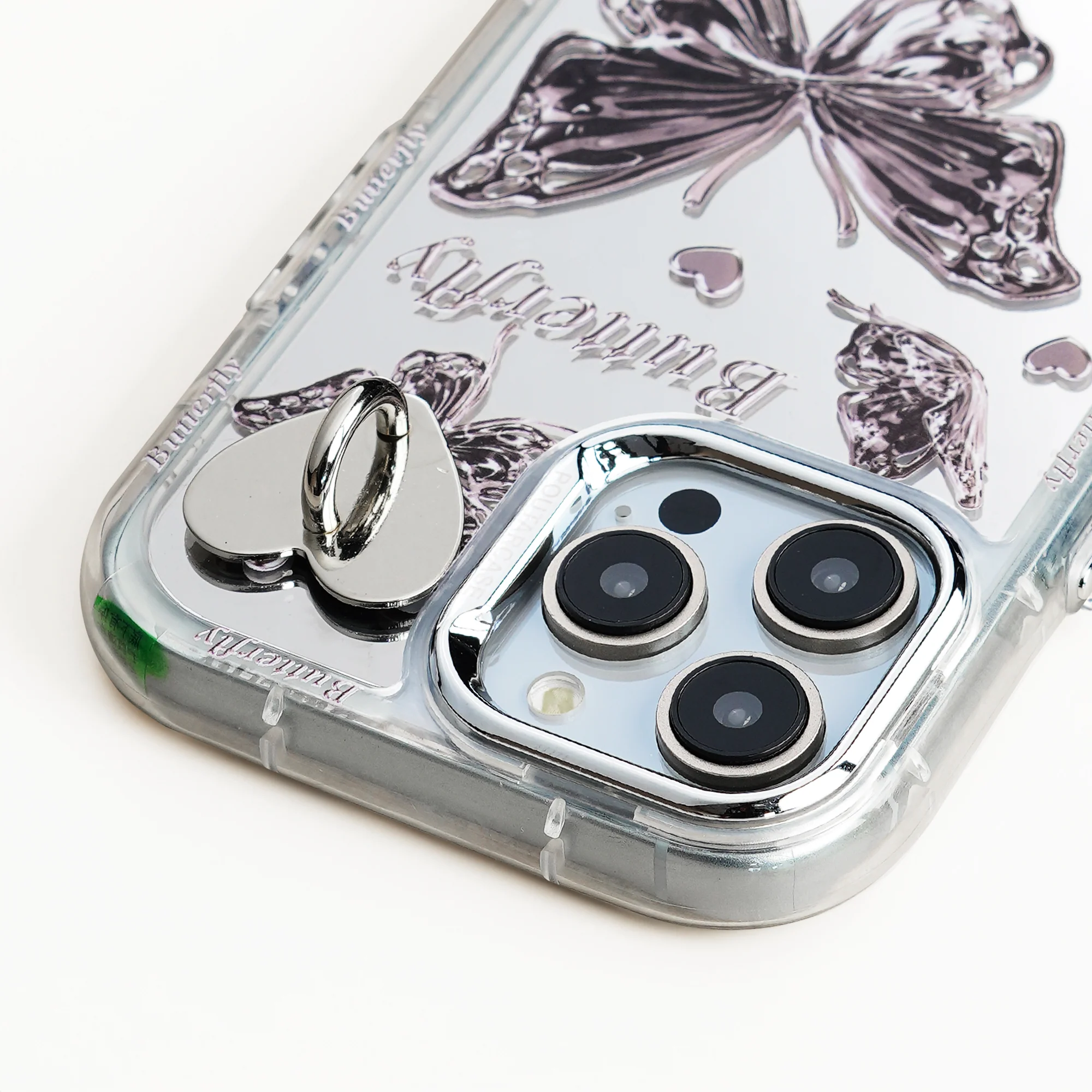 Luxury Mirror Back with Cute Butterfly Prints Back Cover for Apple iPhone 15 Pro Max - Image 4