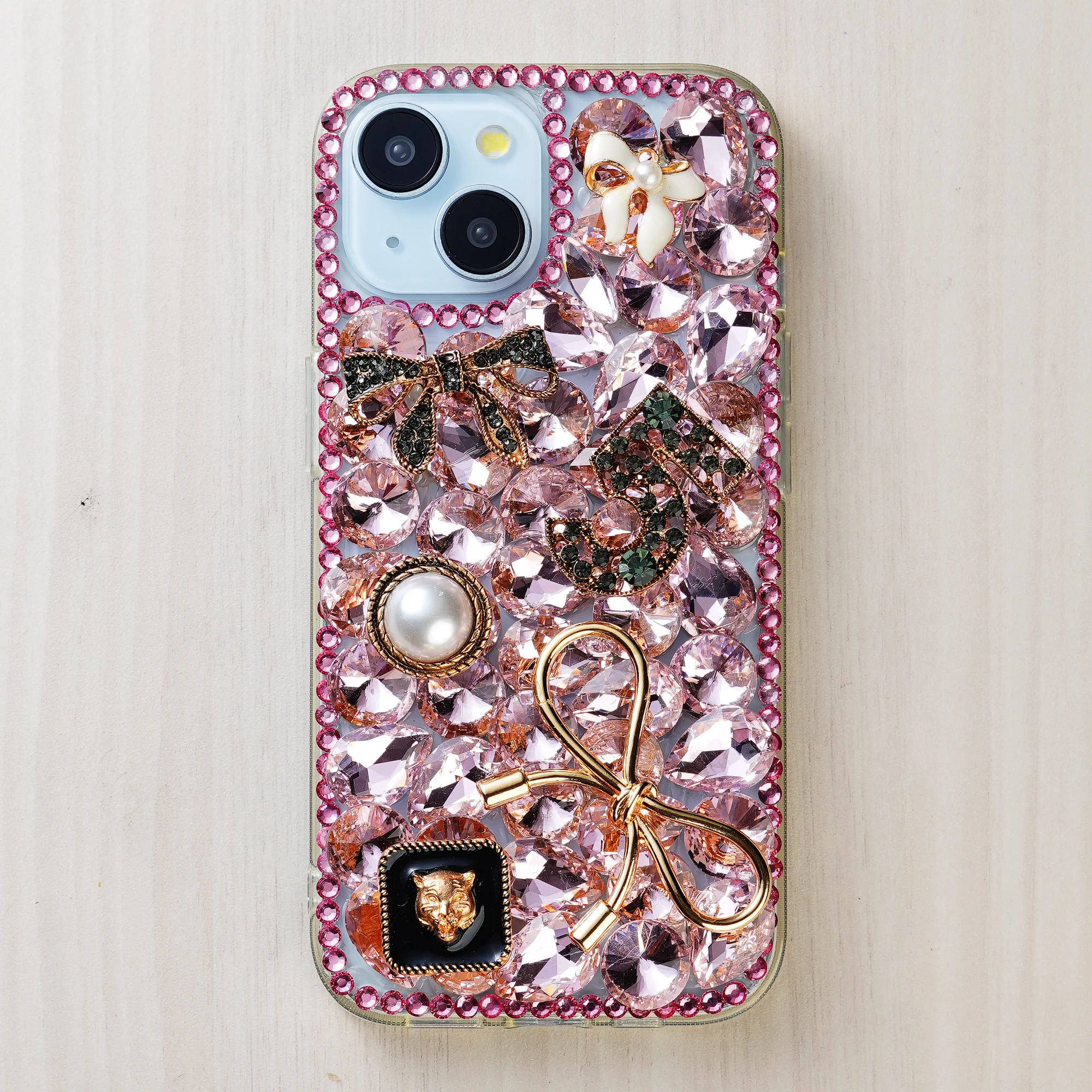 Luxury Pink Diamond Back Cover for Apple iPhone 15