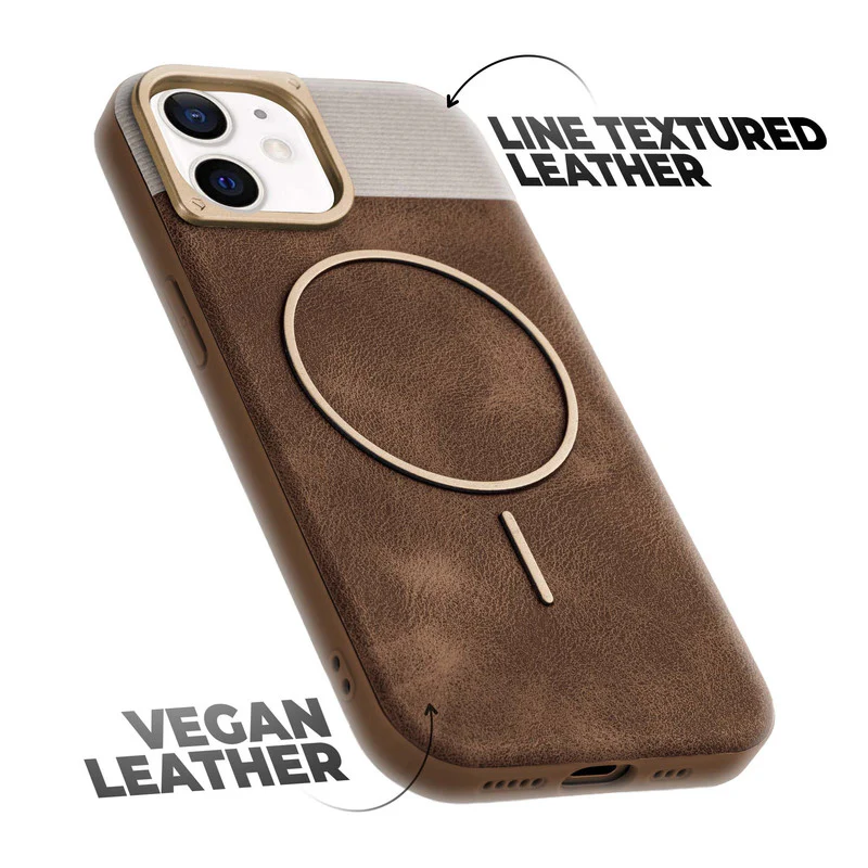Luxury Leather Wireless Charging Support Case for Apple iPhone 12 - Image 18