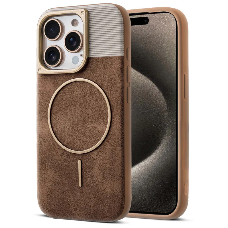 Luxury Leather Wireless Charging Support Case for Apple iPhone 15 Pro Max - Image 7