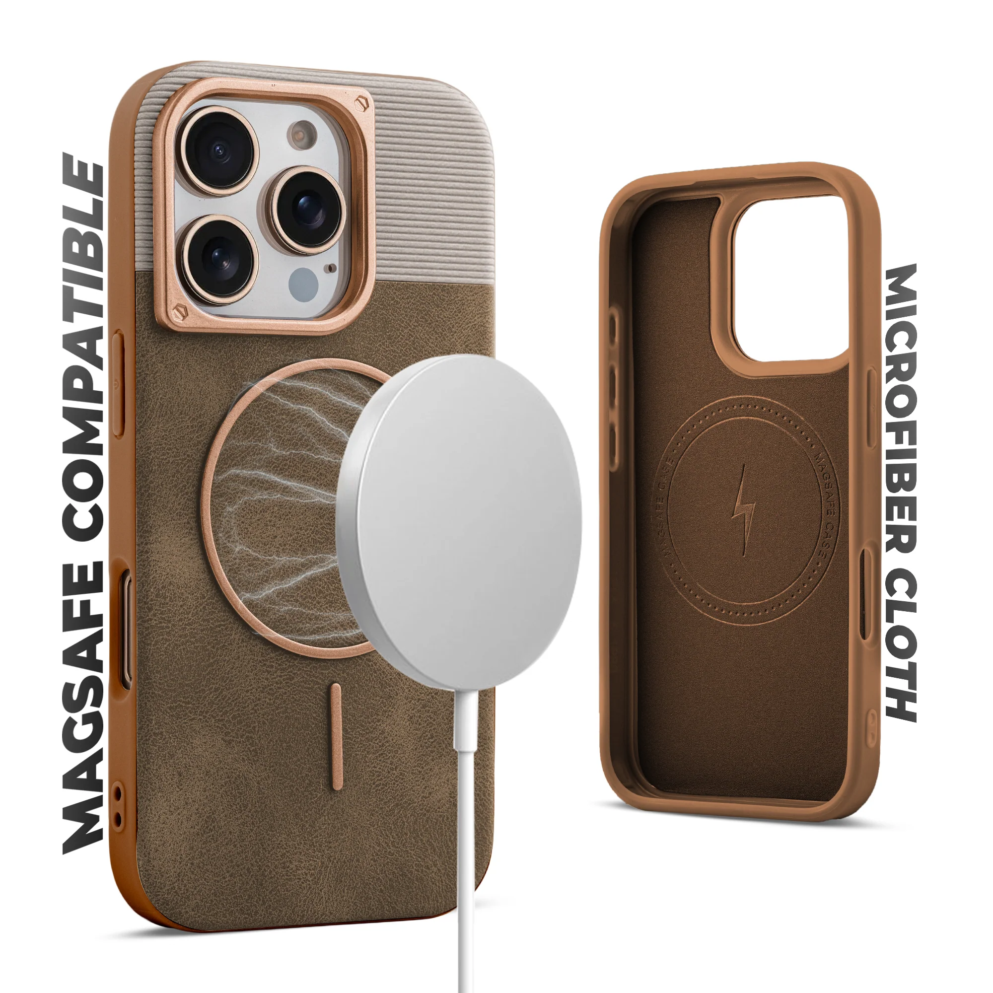 Luxury Leather Wireless Charging Support Case for Apple iphone 16 Pro Max - Image 33