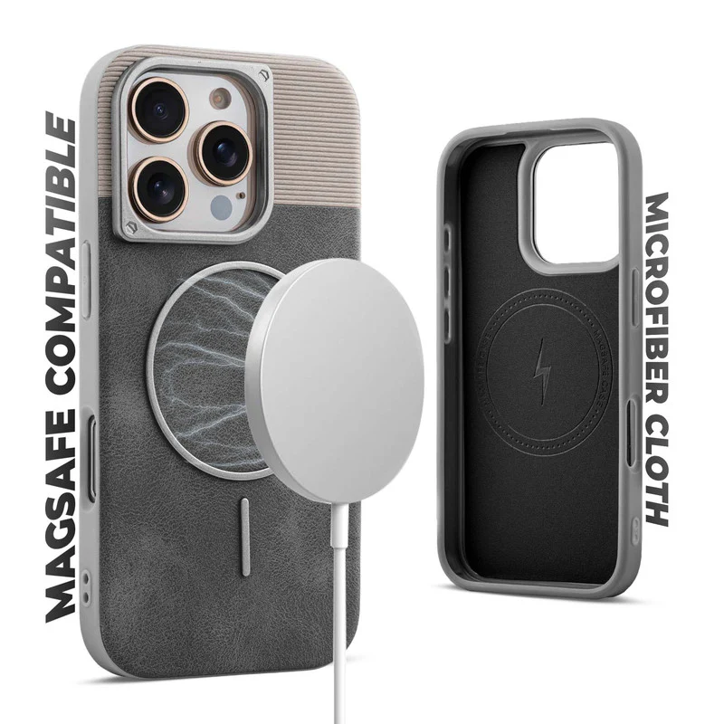 Luxury Leather Wireless Charging Support Case for Apple iPhone 16 Pro - Image 27