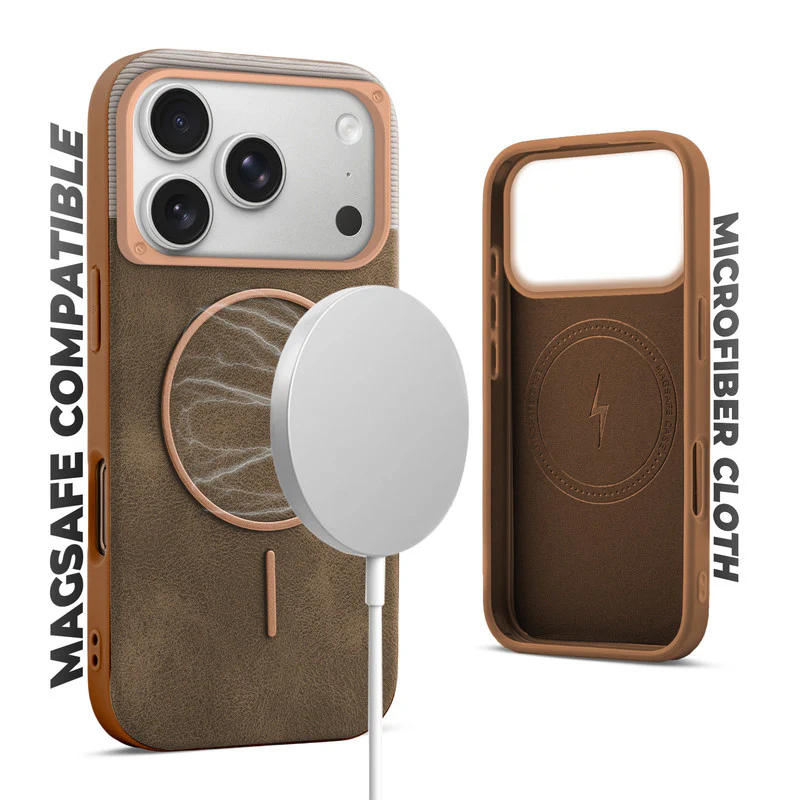 Luxury Leather Wireless Charging Support Case for Apple iPhone 17 Pro - Image 9