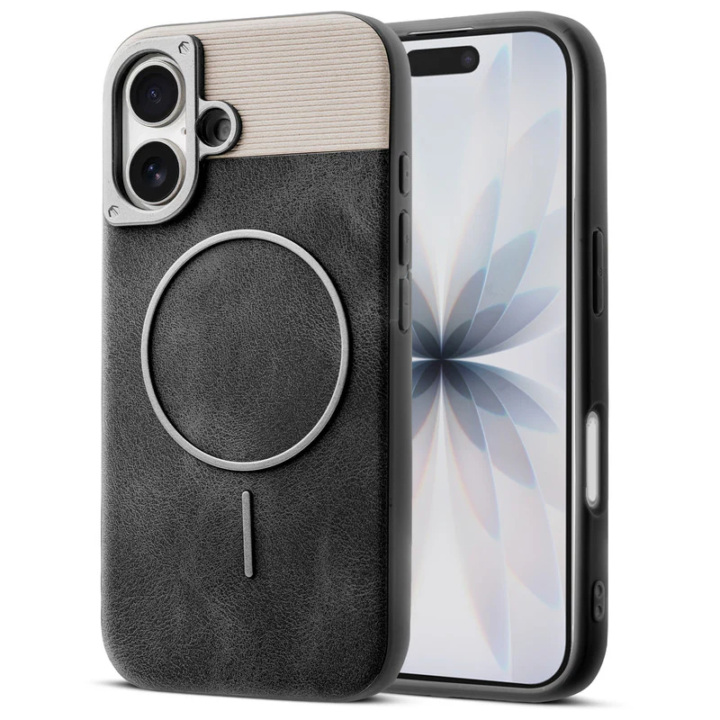 Luxury Leather Wireless Charging Support Case for Apple iPhone 17