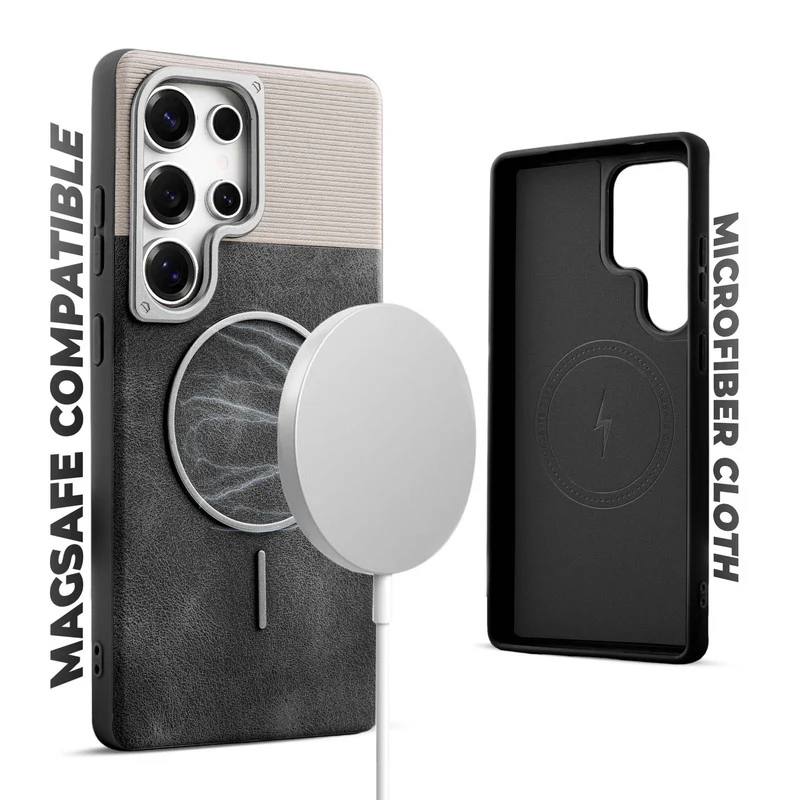 Luxury Leather Wireless Charging Support Case for Samsung S23 Ultra 5G - Image 3