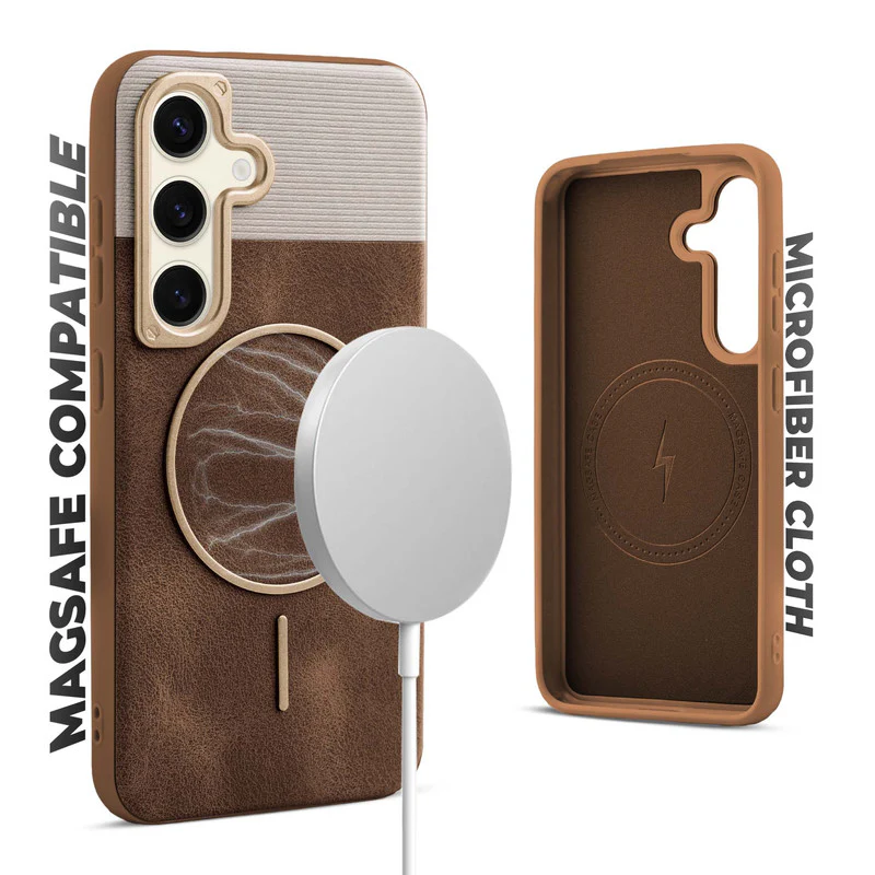 Luxury Leather Wireless Charging Support Case for Samsung S24 5G - Image 15