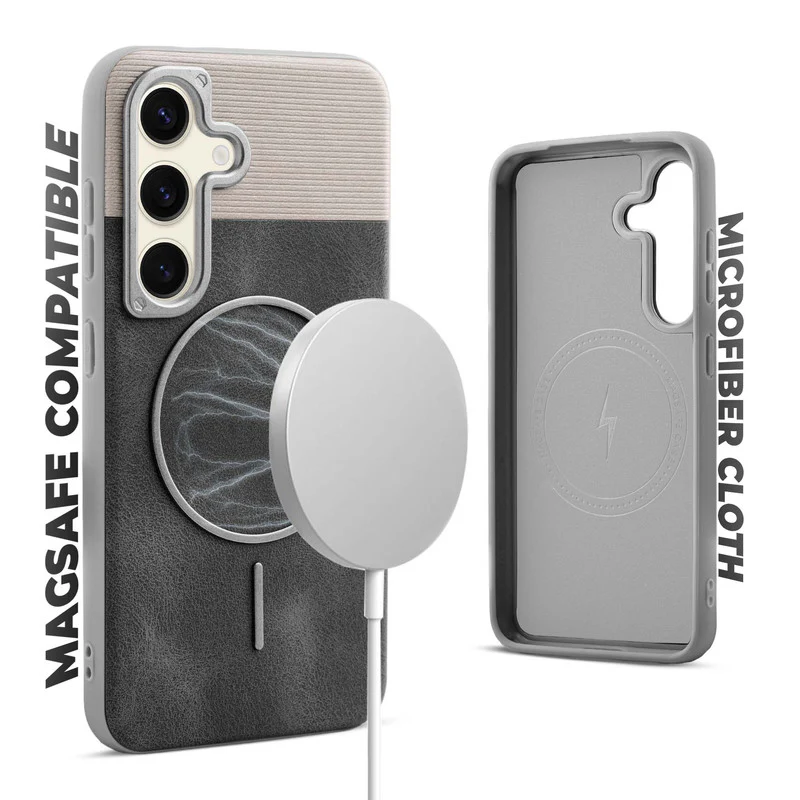Luxury Leather Wireless Charging Support Case for Samsung S24 5G - Image 3