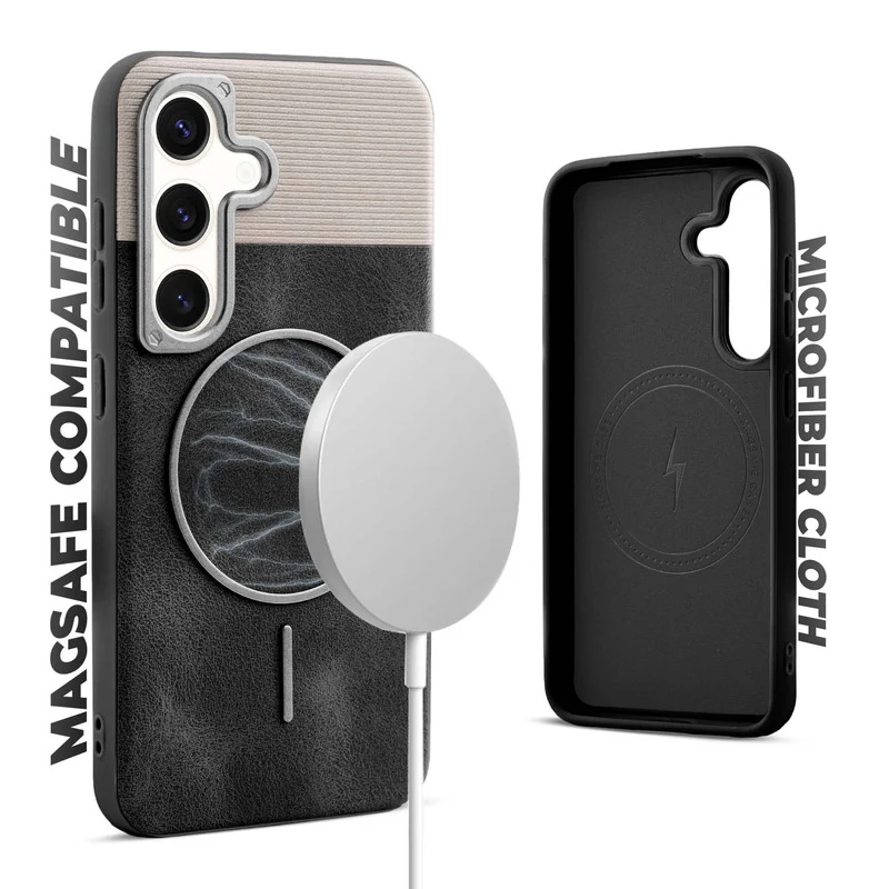 Luxury Leather Wireless Charging Support Case for Samsung S24 5G - Image 9