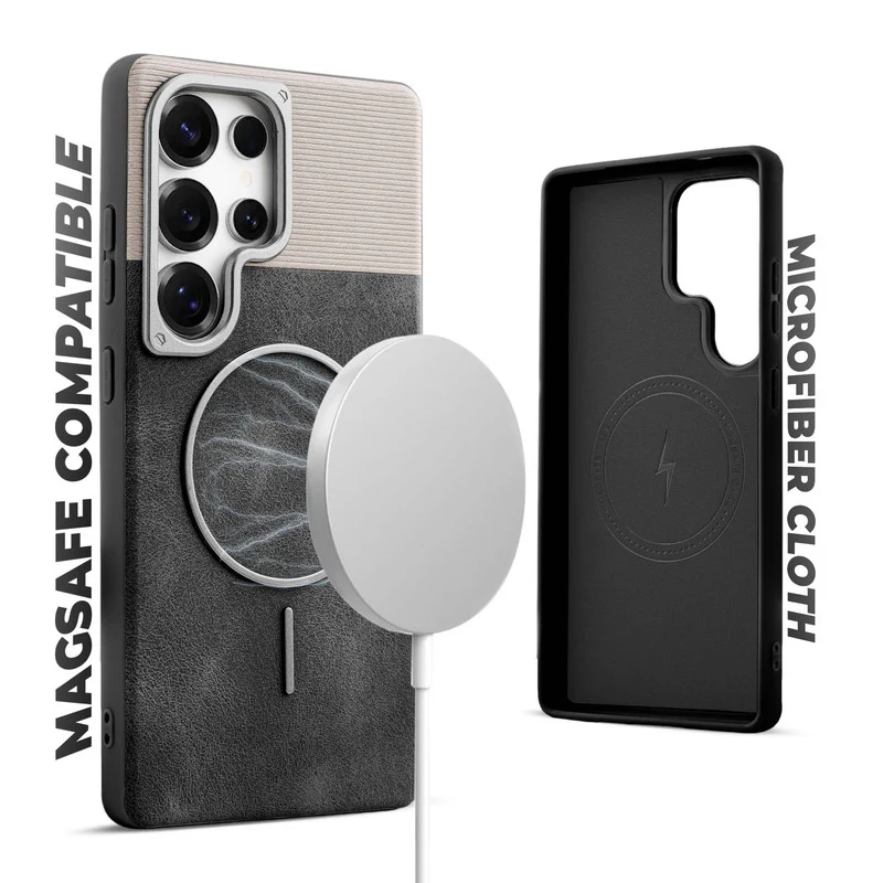 Luxury Leather Wireless Charging Support Case for Samsung S25 Ultra 5G - Image 3