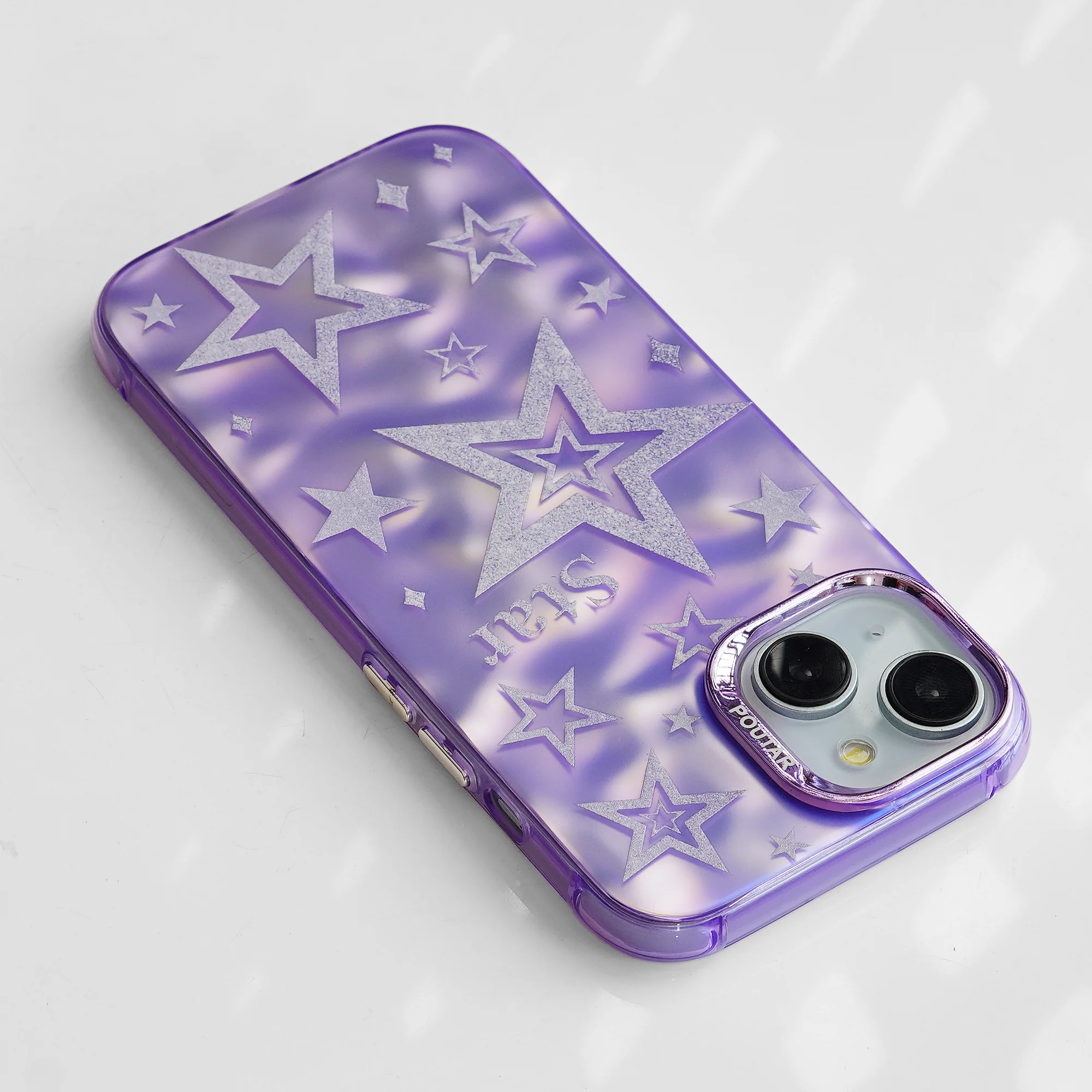 Luxury Purple Glittery Stars Back Cover for Apple iPhone 14 - Image 3