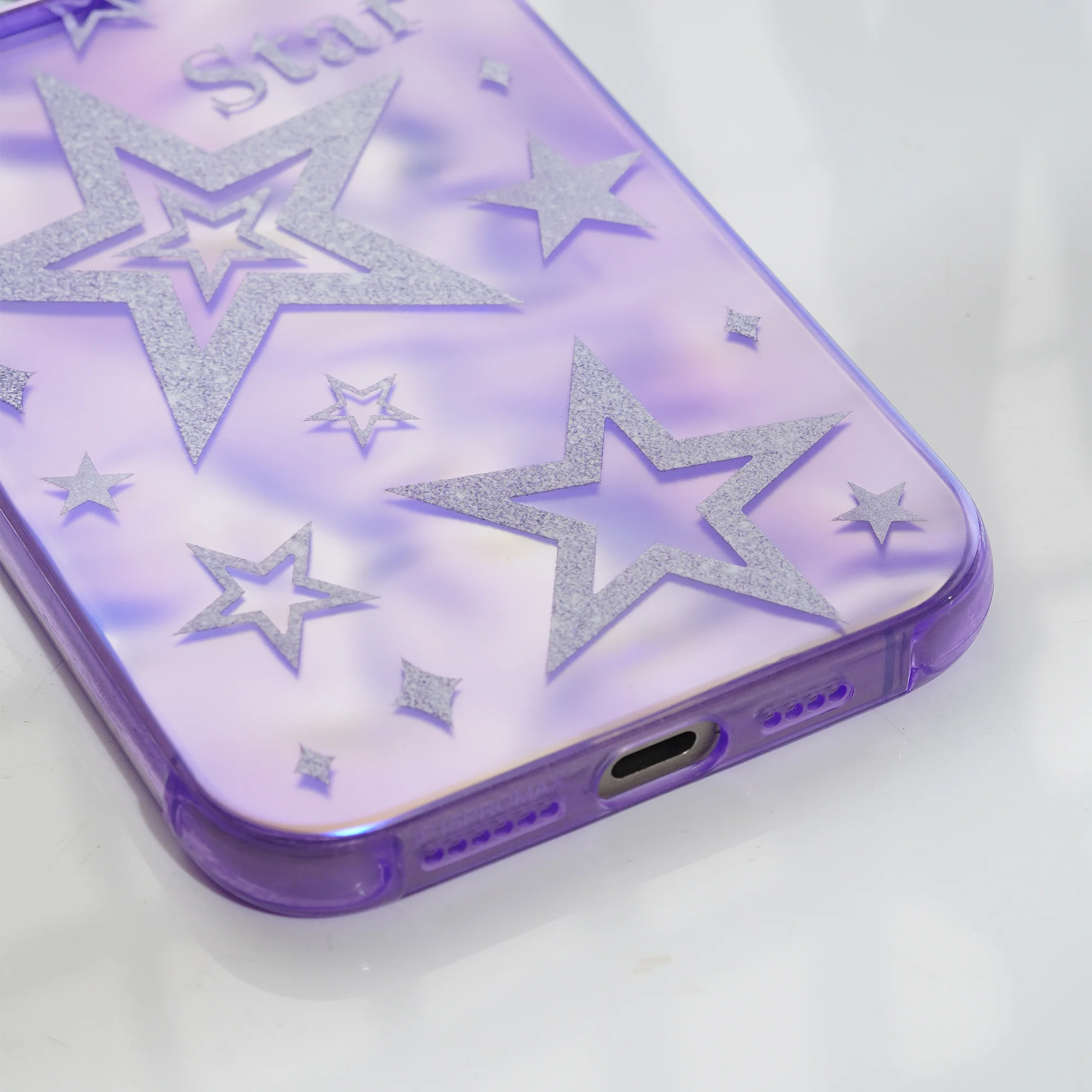 Luxury Purple Glittery Stars Back Cover for Apple iPhone 14 - Image 5