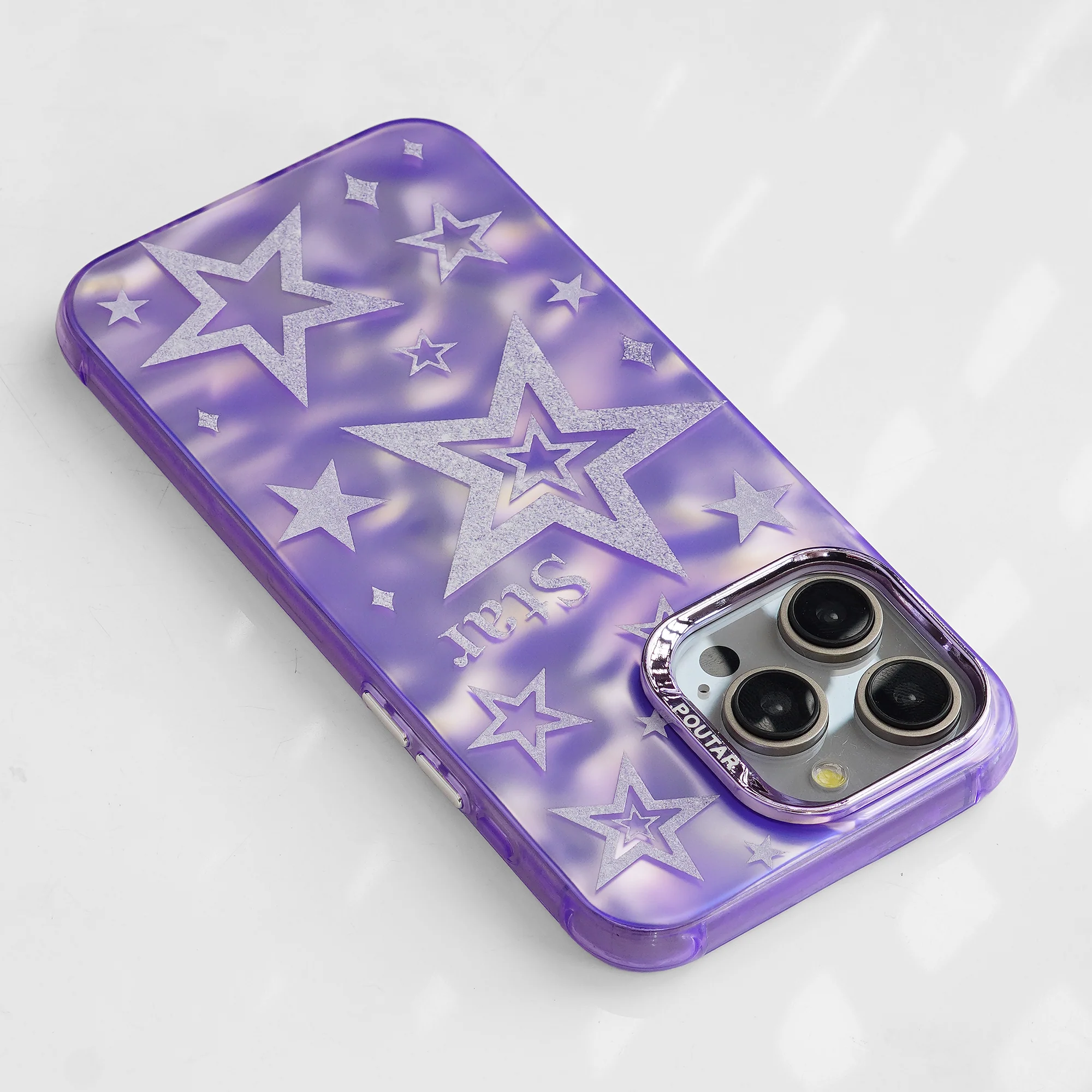 Luxury Purple Glittery Stars Back Cover for Apple iPhone 14 Pro - Image 3