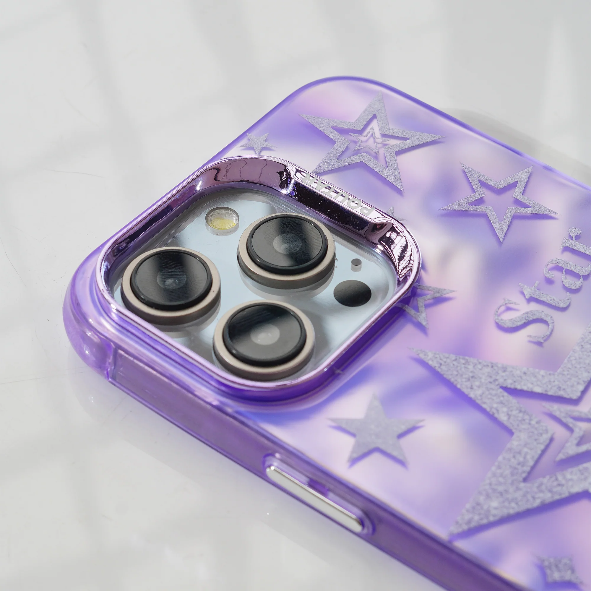 Luxury Purple Glittery Stars Back Cover for Apple iPhone 14 Pro - Image 4