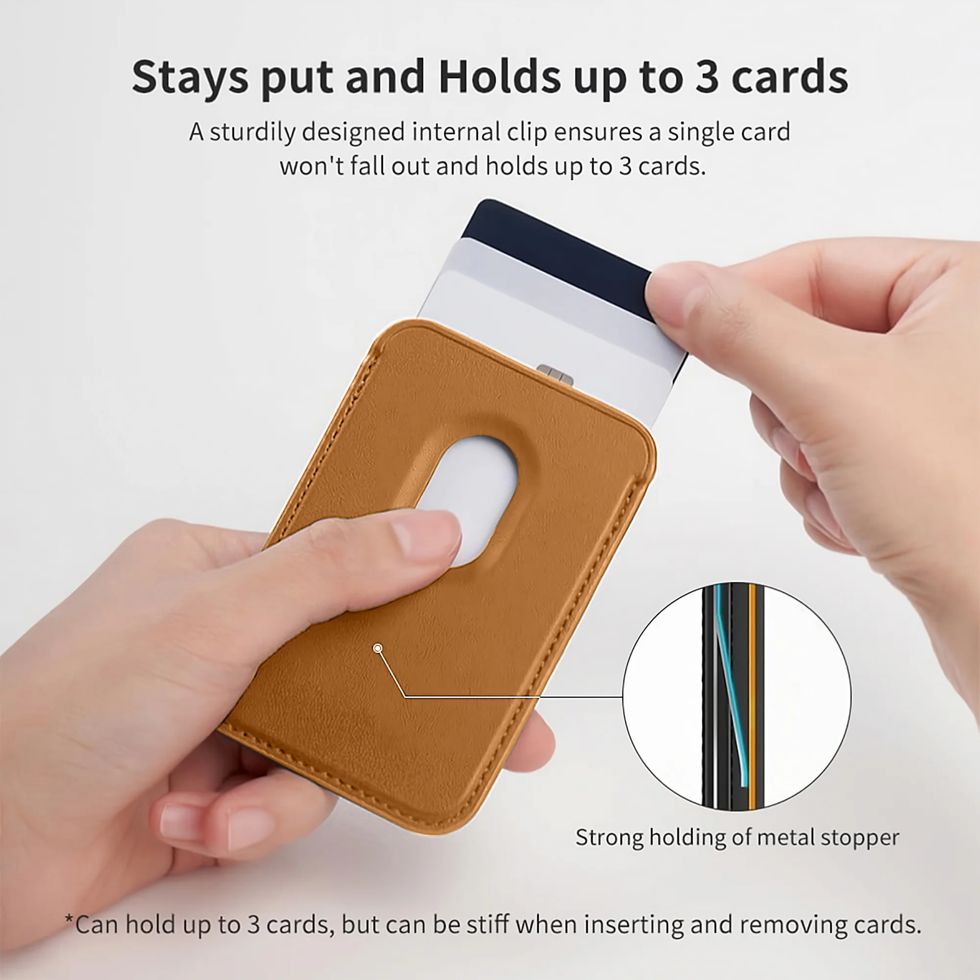 Magnetic Card Leather Wallet Holder Designed for Wireless Charging Support Compatible with Back Case - Image 3