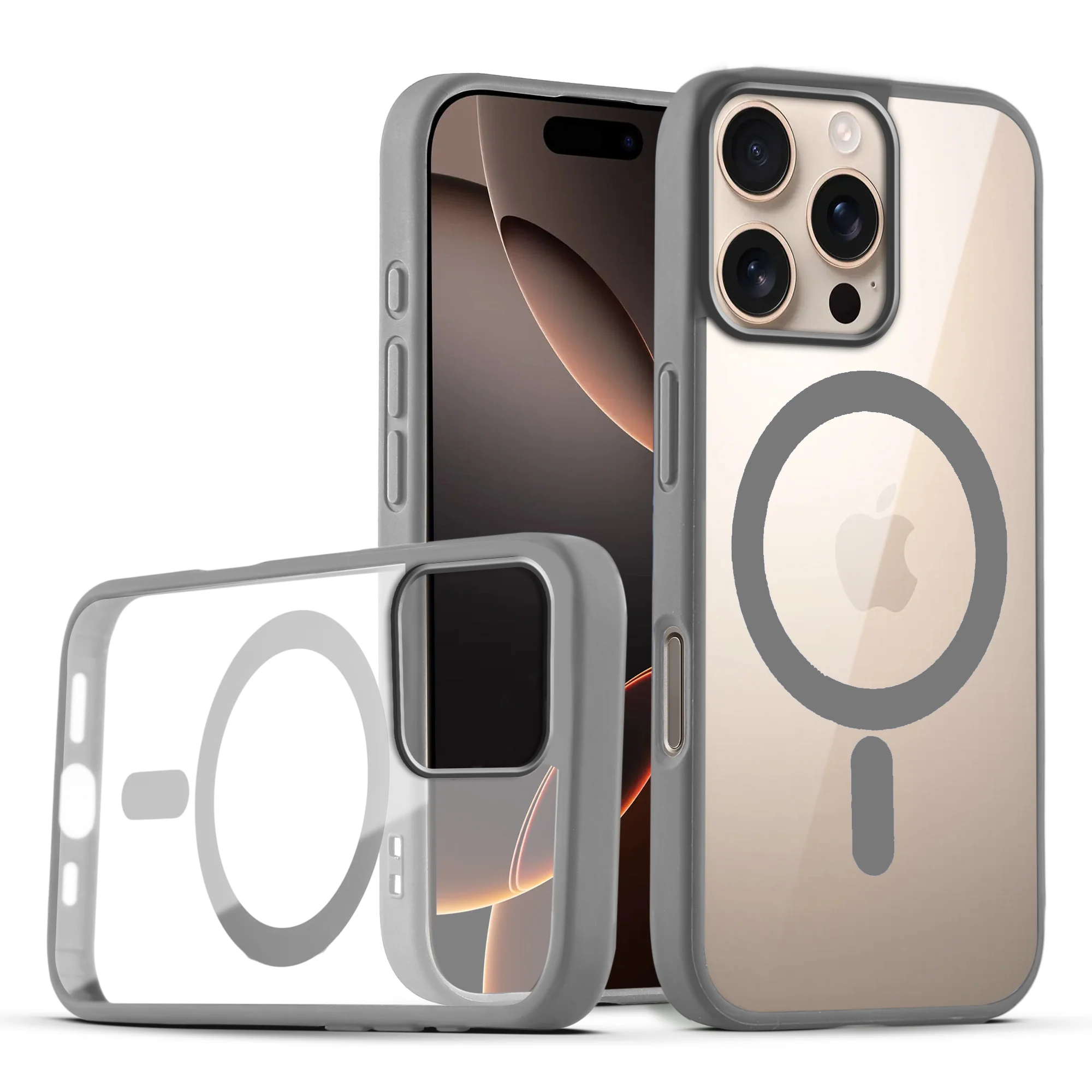 Wireless Charging Support Compatible Transparent Back with Soft Silicone Edge Back Cover For Apple iPhone 16 Pro - Image 19