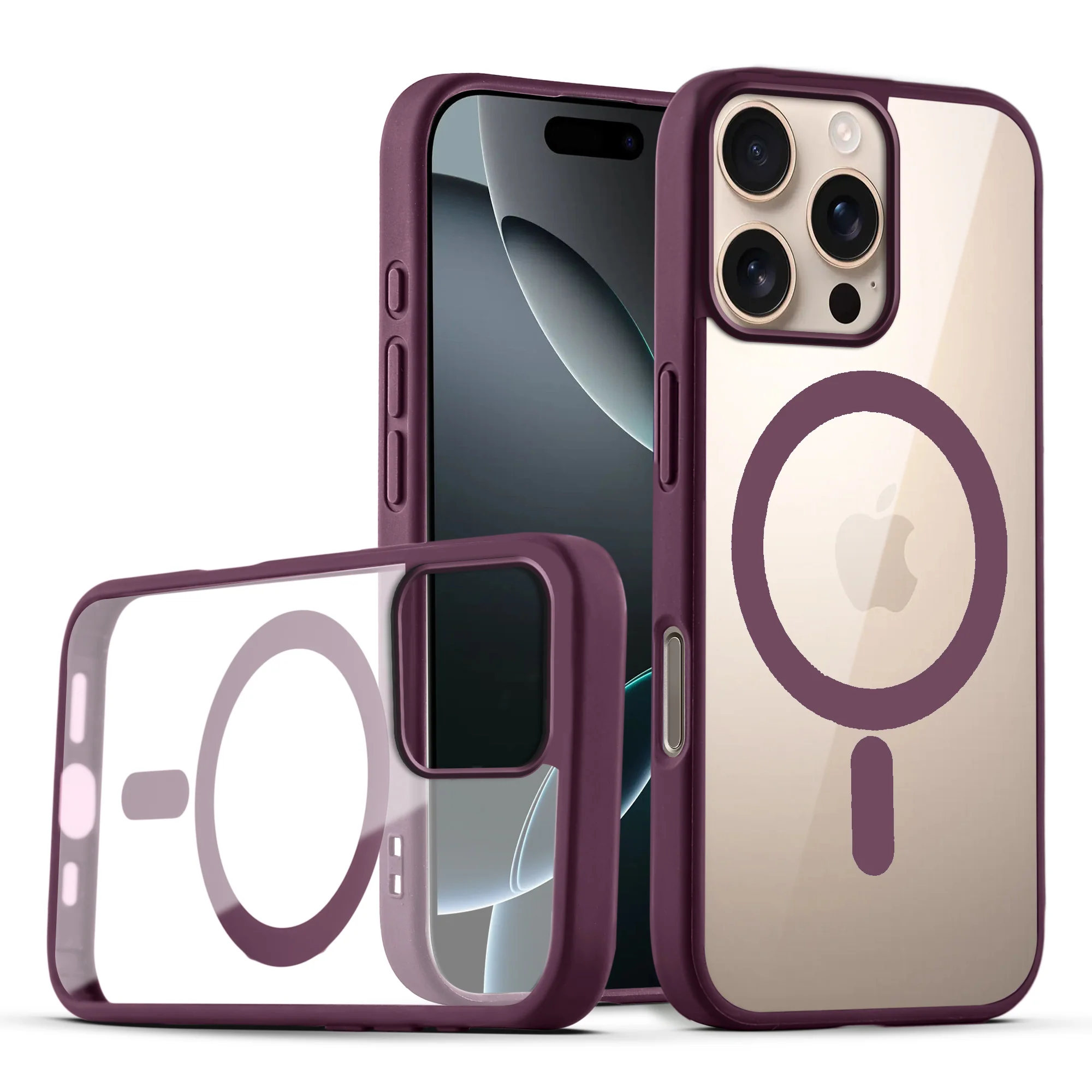 Wireless Charging Support Compatible Transparent Back with Soft Silicone Edge Back Cover For Apple iPhone 16 Pro Max - Image 31